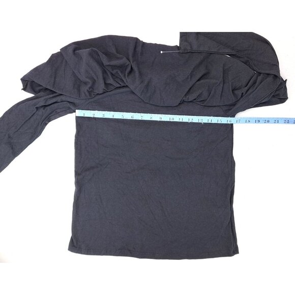 Lord & Taylor Design Lab Women Size Small Black Off-Shoulder Ruffled Collar Top - Picture 4 of 6